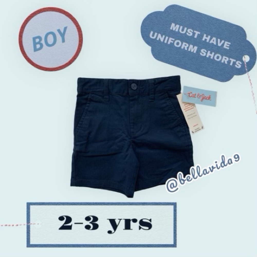 🆕 Toddler Boy’s School Uniform Shorts, Size 2T, Navy Blue